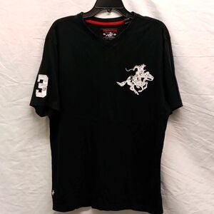 Winchester V Neck Embroidered Horse Thick Tee Shirt XL